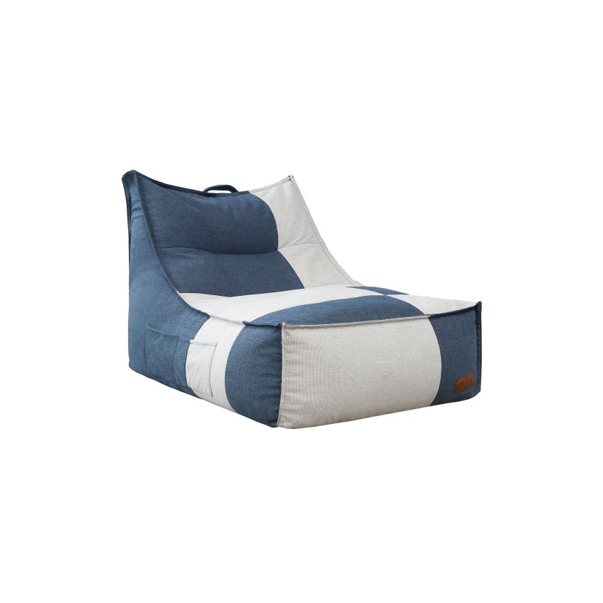 POUF CHAISE LONGUE QUADRI BIANCO/BLU