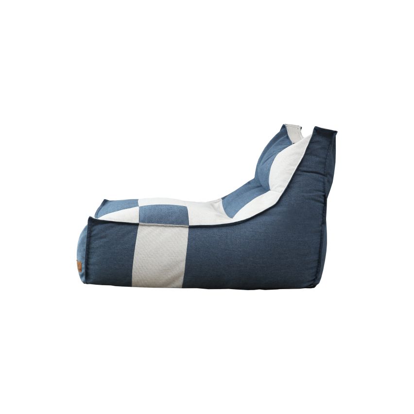 POUF CHAISE LONGUE QUADRI BIANCO/BLU