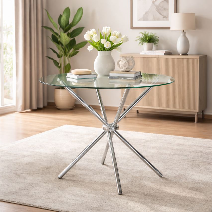 TAVOLINO TONDO IN VETRO