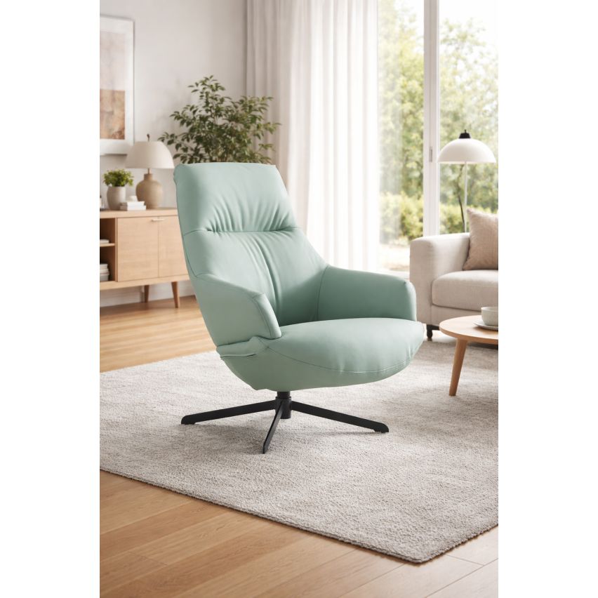 POLTRONA GIREVOLE ECOPELLE VERDE CHIARO