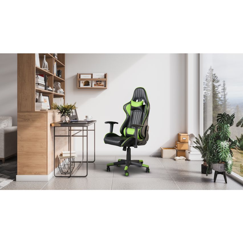 POLTRONA DA UFFICIO/GAMING NERO E VERDE