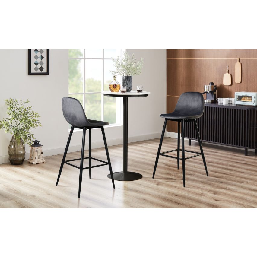 SGABELLO IN VELLUTO GRIGIO (minimo 2 sgabelli)